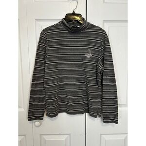 Cutter Buck Womens Striped Turtleneck Pinehurst Shirt Medium Gray White Pink